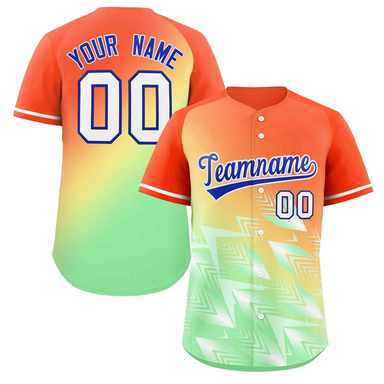 Custom Orange Yellow Royal-White Gradient Fashion Authentic Baseball Jersey