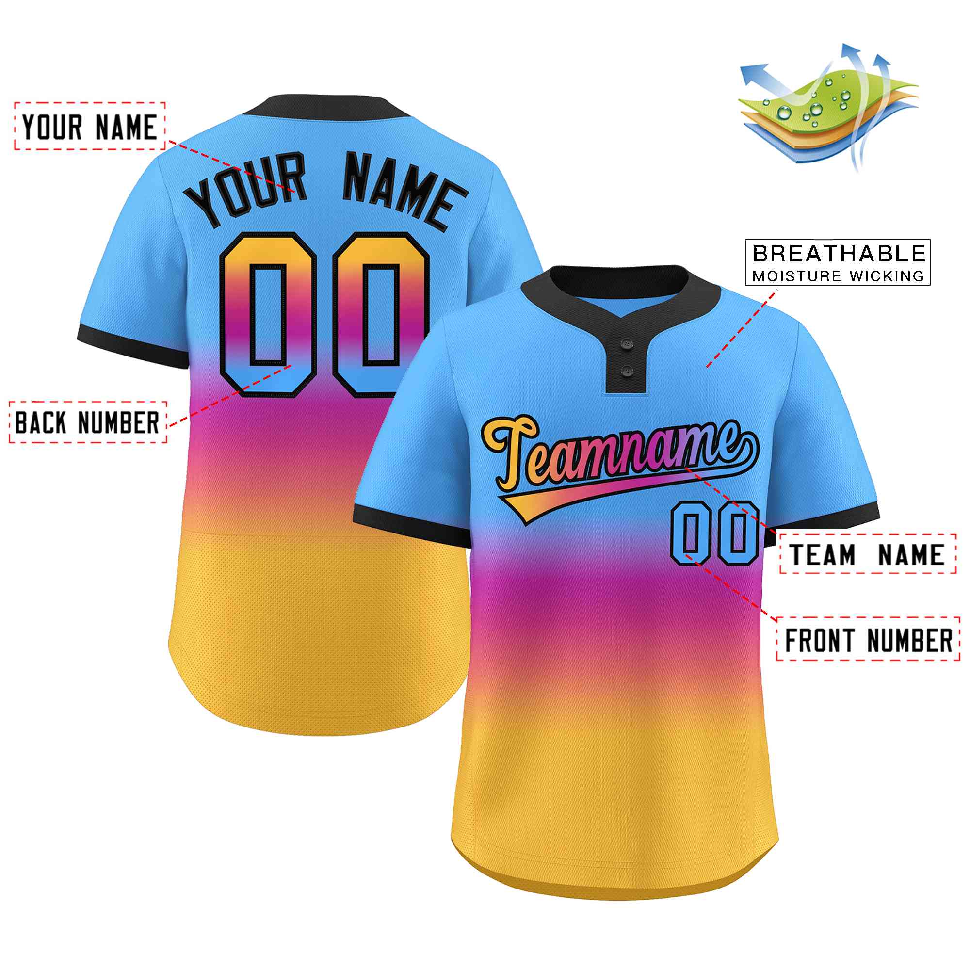 Custom Powder Blue Powder Blue-Pink Authentic Baseball Jersey