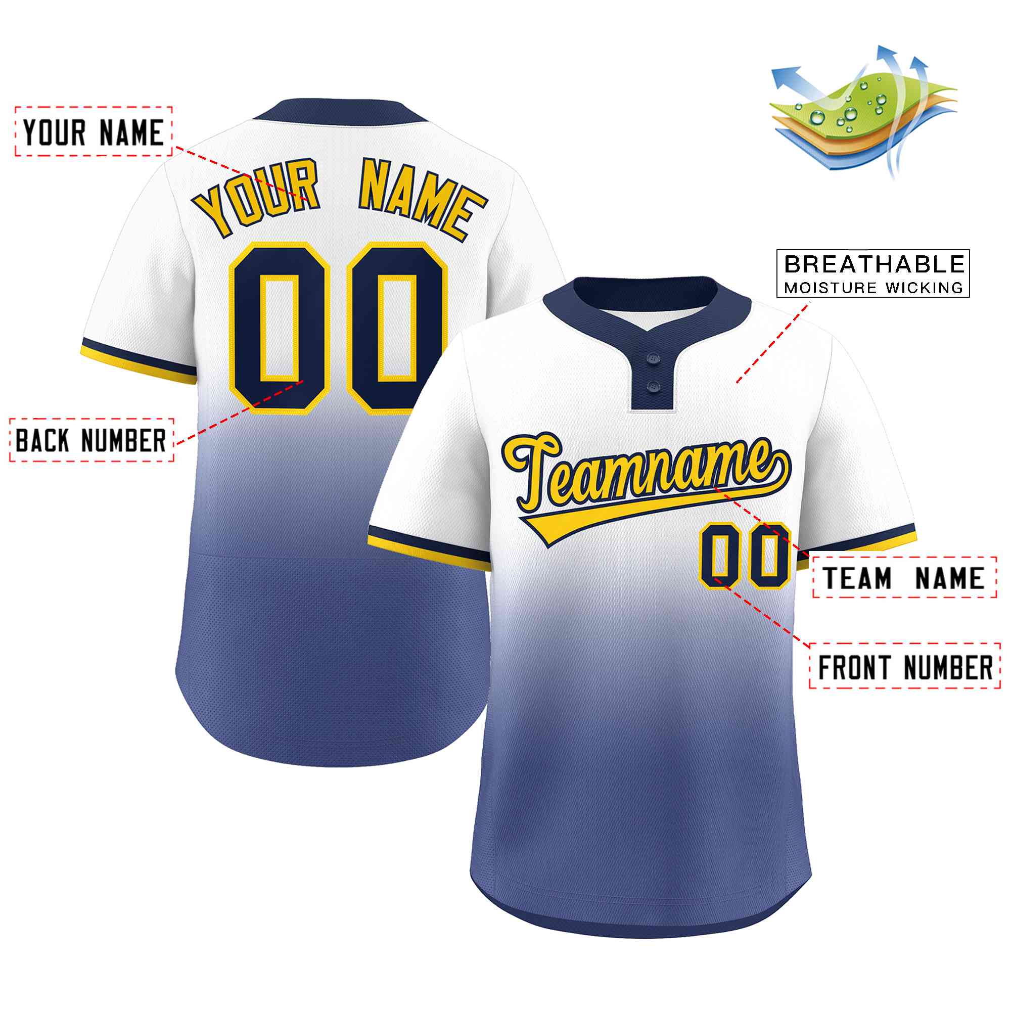 Custom Team Baseball Authentic Navy Jersey Gold