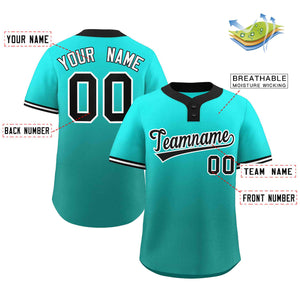 Maillot de baseball personnalisé à deux boutons, vert clair, Aqua, noir et blanc, dégradé, mode authentique