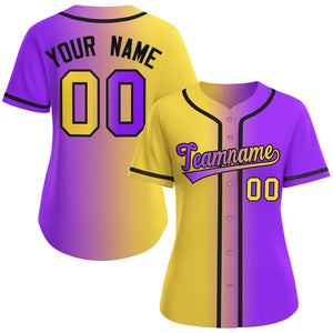 Maillot de baseball de mode dégradé violet-noir personnalisé pour femmes