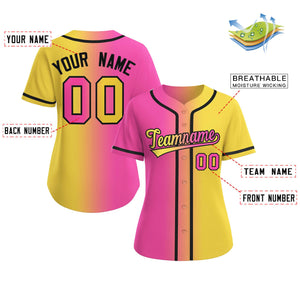 Maillot de baseball de mode dégradé rose or-noir personnalisé pour femmes