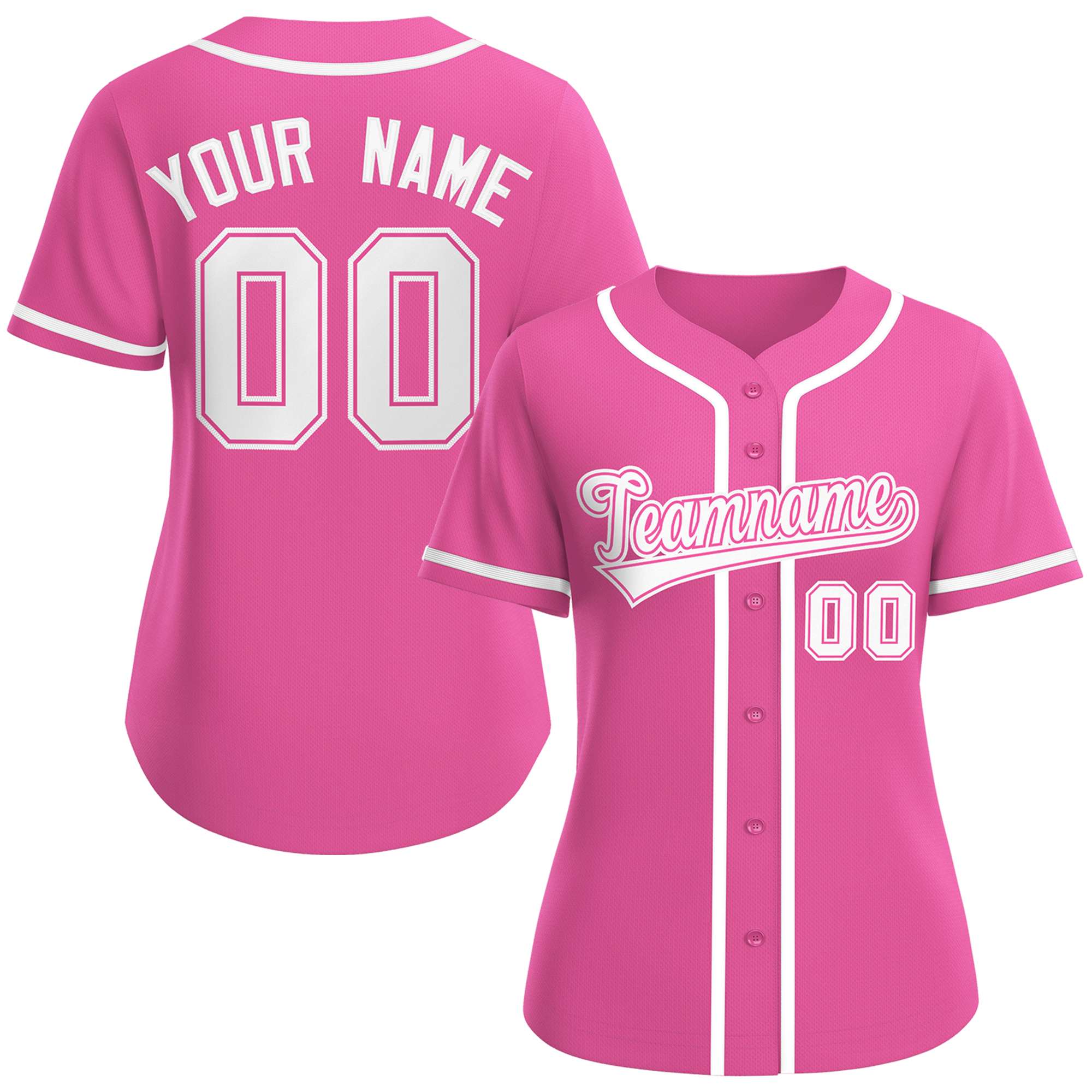 Custom Pink White-Pink Classic Style Baseball Jersey For Women