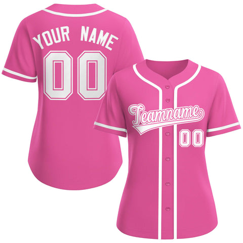 Custom Pink White-Pink Classic Style Baseball Jersey For Women