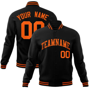 Veste Letterman Varsity Full-Snap de style classique orange noir personnalisée