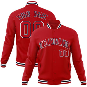 Custom Red Red-Navy Classic Style Varsity Full-Snap Letterman Jacket