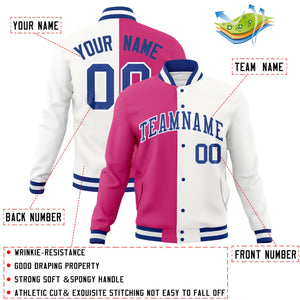 Veste de mode fendue bicolore personnalisée rouge blanc-Royal Varsity Full-Snap Letterman