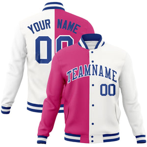 Custom Red White-Royal Varsity Full-Snap Letterman Two Tone Split Fashion Jacket