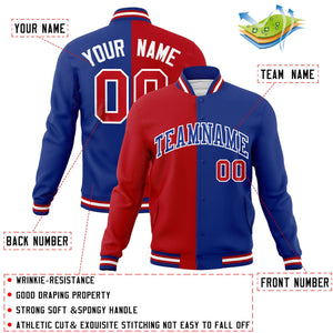 Veste de mode fendue bicolore personnalisée Royal-Royal Varsity Full-Snap Letterman