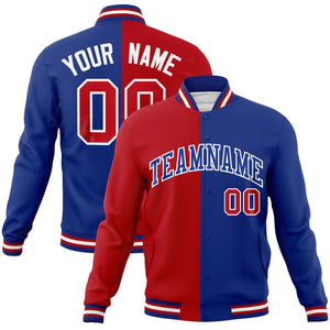 Custom Red Royal-Royal Varsity Full-Snap Letterman Two Tone Split Fashion Jacket