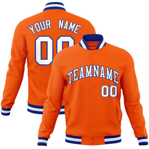 Custom Orange White-Royal Classic Style Varsity Full-Snap Letterman Jacket