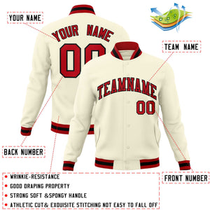 Custom Khaki Red-Black Classic Style Varsity Full-Snap Letterman Jacket