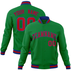 Custom Green Red-Royal Classic Style Varsity Full-Snap Letterman Jacket