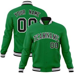 Custom Green Black-White Classic Style Varsity Full-Snap Letterman Jacket