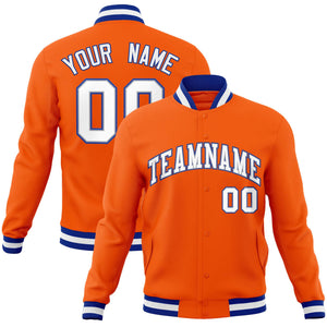 Custom Orange White-Gray Classic Style Varsity Full-Snap Letterman Jacket