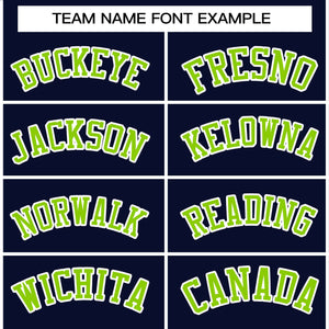 Custom Navy Neon Green-White Classic Style Varsity Full-Snap Letterman Jacket