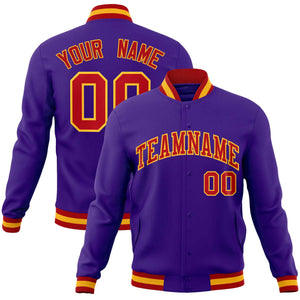 Custom Purple Red-Gold Classic Style Varsity Full-Snap Letterman Jacket