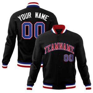 Custom Black Red-Royal Classic Style Varsity Full-Snap Letterman Jacket