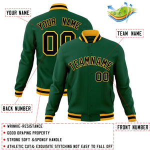 Custom Green Black-Gold Classic Style Varsity Full-Snap Letterman Jacket