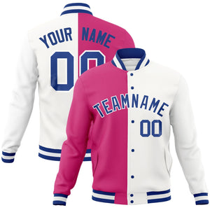 Custom Red White-Royal Varsity Full-Snap Letterman Two Tone Split Fashion Jacket