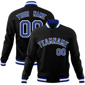 Custom Black Royal-White Classic Style Varsity Full-Snap Letterman Jacket