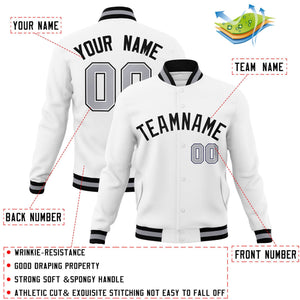 Custom White Black Classic Style Varsity Full-Snap Letterman Jacket