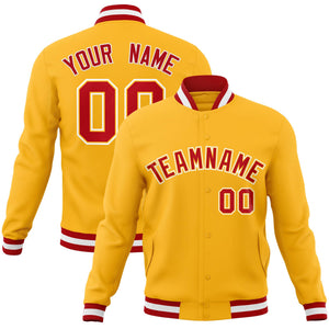 Custom Gold Red-Gold Classic Style Varsity Full-Snap Letterman Jacket