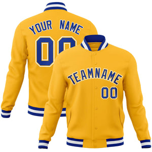 Custom Gold Royal-Gold Classic Style Varsity Full-Snap Letterman Jacket