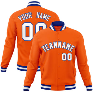 Custom Orange White-Gray Classic Style Varsity Full-Snap Letterman Jacket