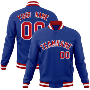 Custom Royal Red-White Classic Style Varsity Full-Snap Letterman Jacket