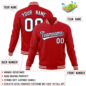 Custom Red White-Navy Classic Style Varsity Full-Snap Letterman Jacket