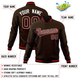 Custom Brown Brown-White Classic Style Varsity Full-Snap Letterman Jacket