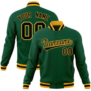 Custom Green Black-Gold Classic Style Varsity Full-Snap Letterman Jacket