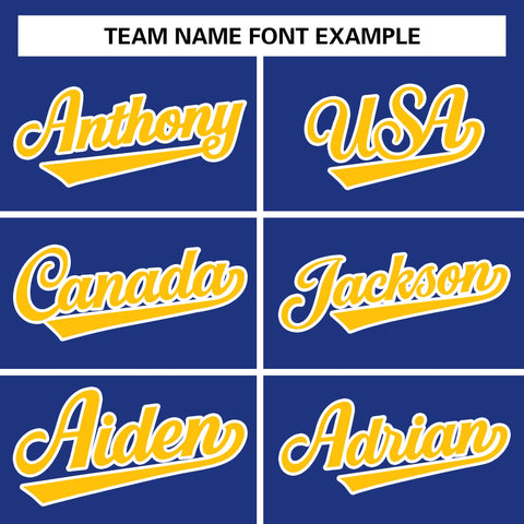 custom varsity jacket maker royal blue and yellow team name font example
