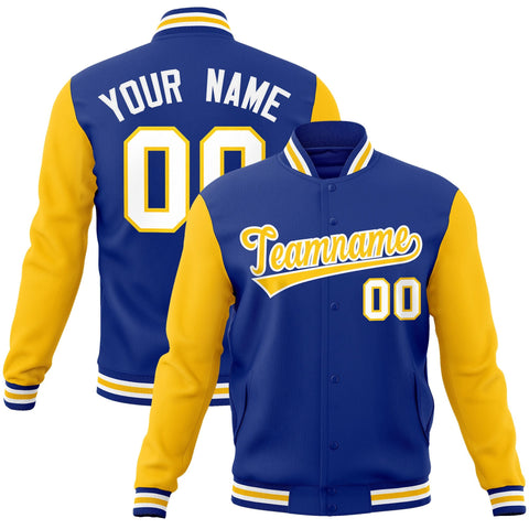 custom made letterman royal blue and yellow jackets