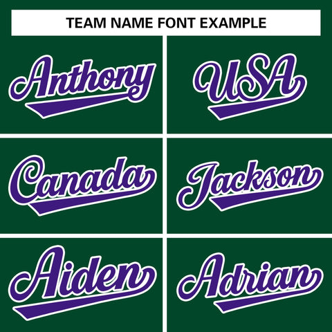 custom green&white raglan sleeves varsity full snap baseball jackets team name font example