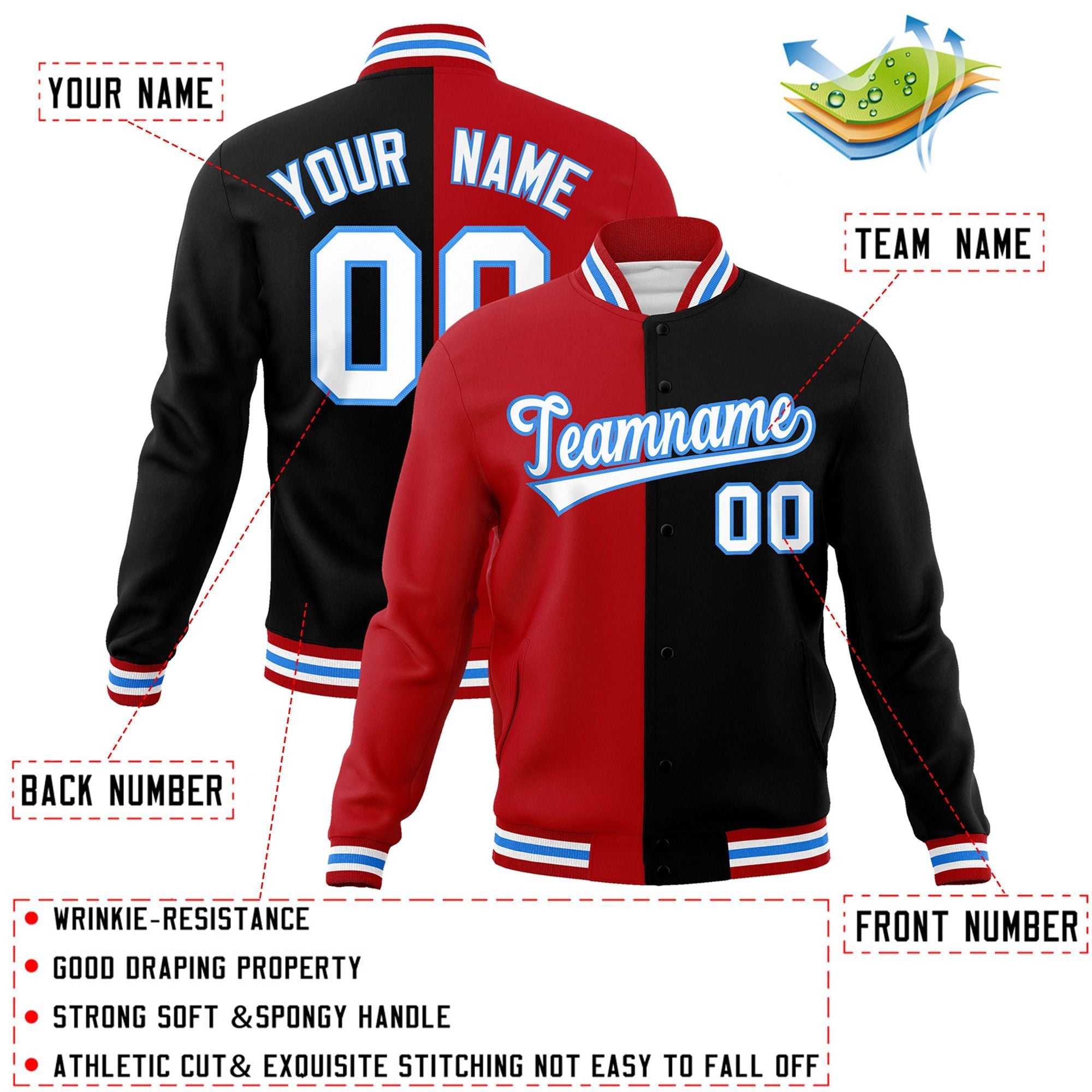 two tone split varsity full-snap jacket two tone jackets men's team name font example