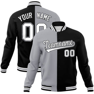 two tone split fahion baseball uniform jacket