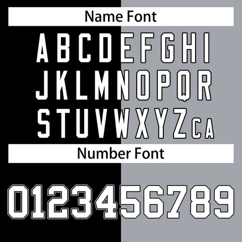 custom two tone split baseball full-snap jacket name and number font example