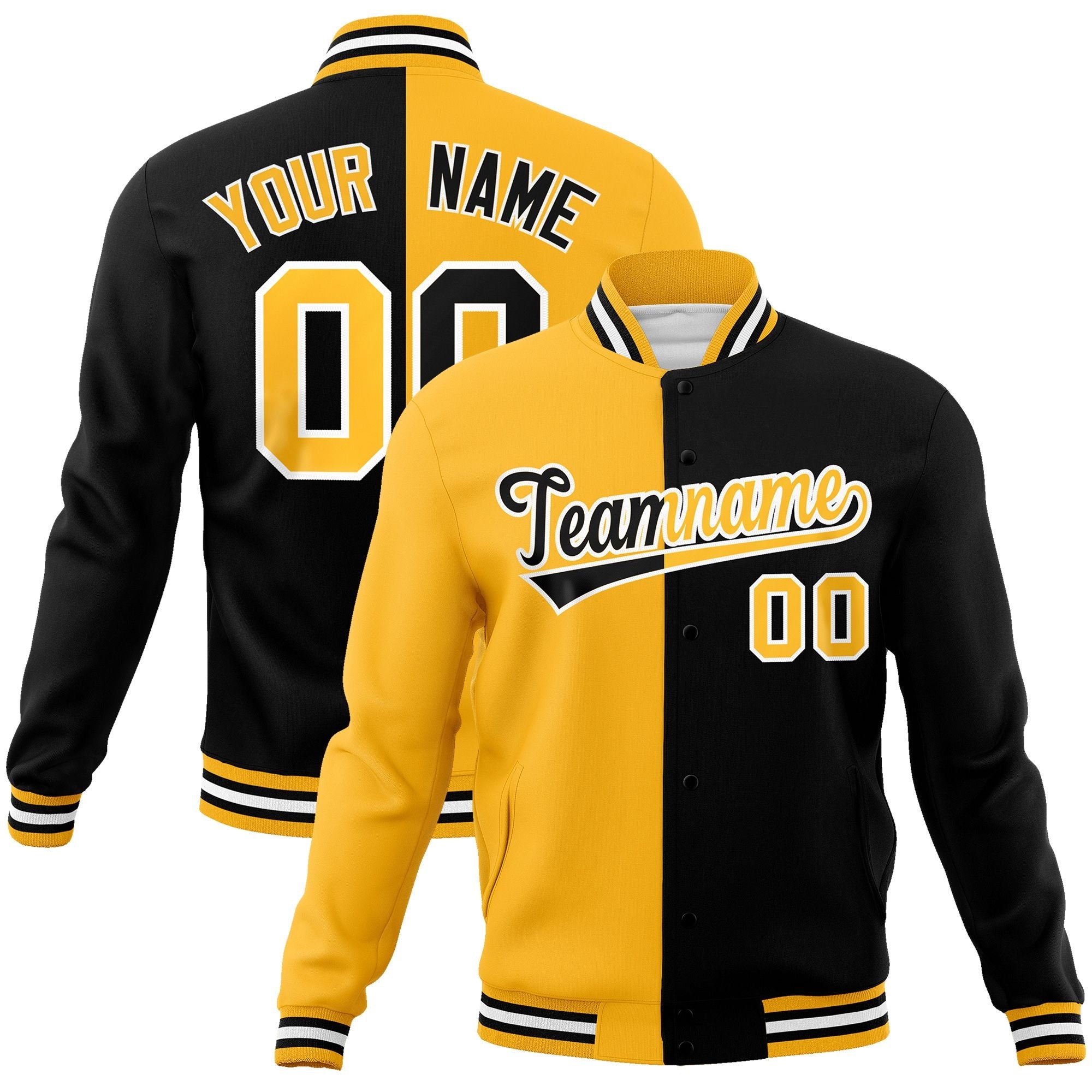 custom split fashion colour full-snap jacket name and number font example