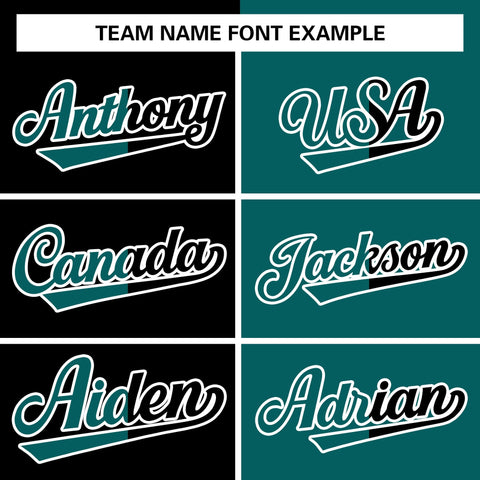 custom baseball team two tone split fashion jackets team name font example