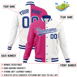 Veste de mode fendue bicolore personnalisée rouge blanc-Royal Varsity Full-Snap Letterman