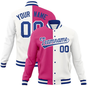 Custom Red White-Royal Varsity Full-Snap Letterman Two Tone Split Fashion Jacket