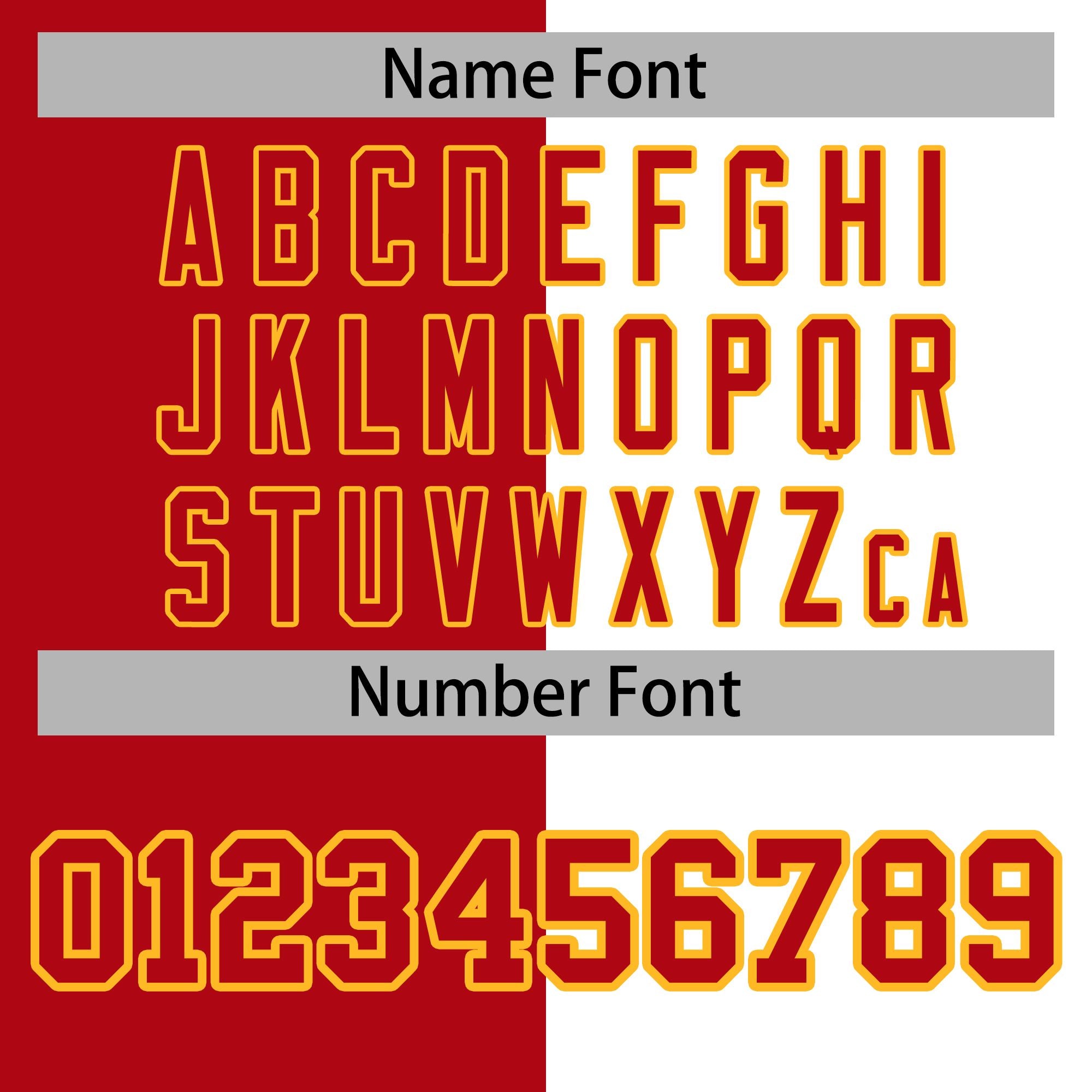 custom letterman full-snap split fahion jacket name and number font example