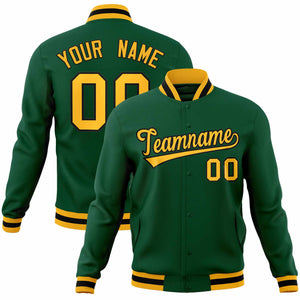 Custom Green Gold-Black Classic Style Varsity Full-Snap Letterman Jacket