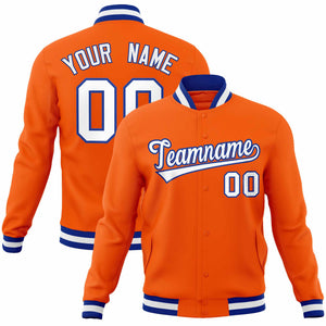 Custom Orange White-Royal Classic Style Varsity Full-Snap Letterman Jacket