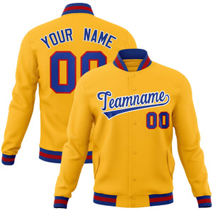 Custom Gold Royal Classic Style Varsity Full-Snap Letterman Jacket