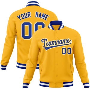 Custom Gold Royal-Gold Classic Style Varsity Full-Snap Letterman Jacket