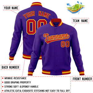 Custom Purple Red-Gold Classic Style Varsity Full-Snap Letterman Jacket