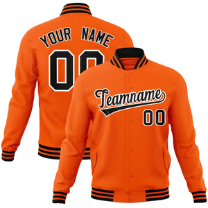 Custom Orange Black-White Classic Style Varsity Full-Snap Letterman Jacket